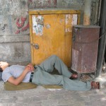 Syrian boy sleeps on street