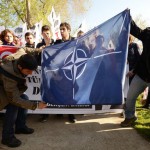 Turkish opposition burn NATO flag