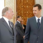 President Bashar Assad with the Aga khan, leader of the Ismaeli community.